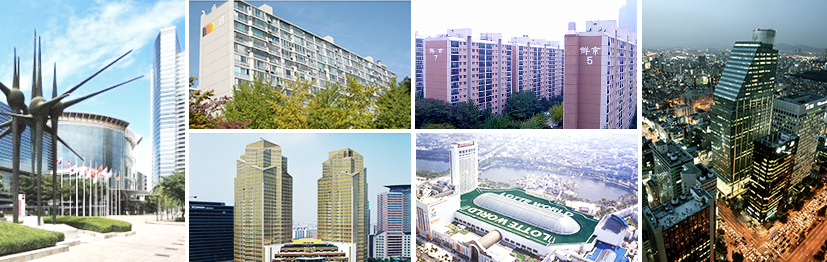 열병합발전 빌딩들 여섯곳의 모습